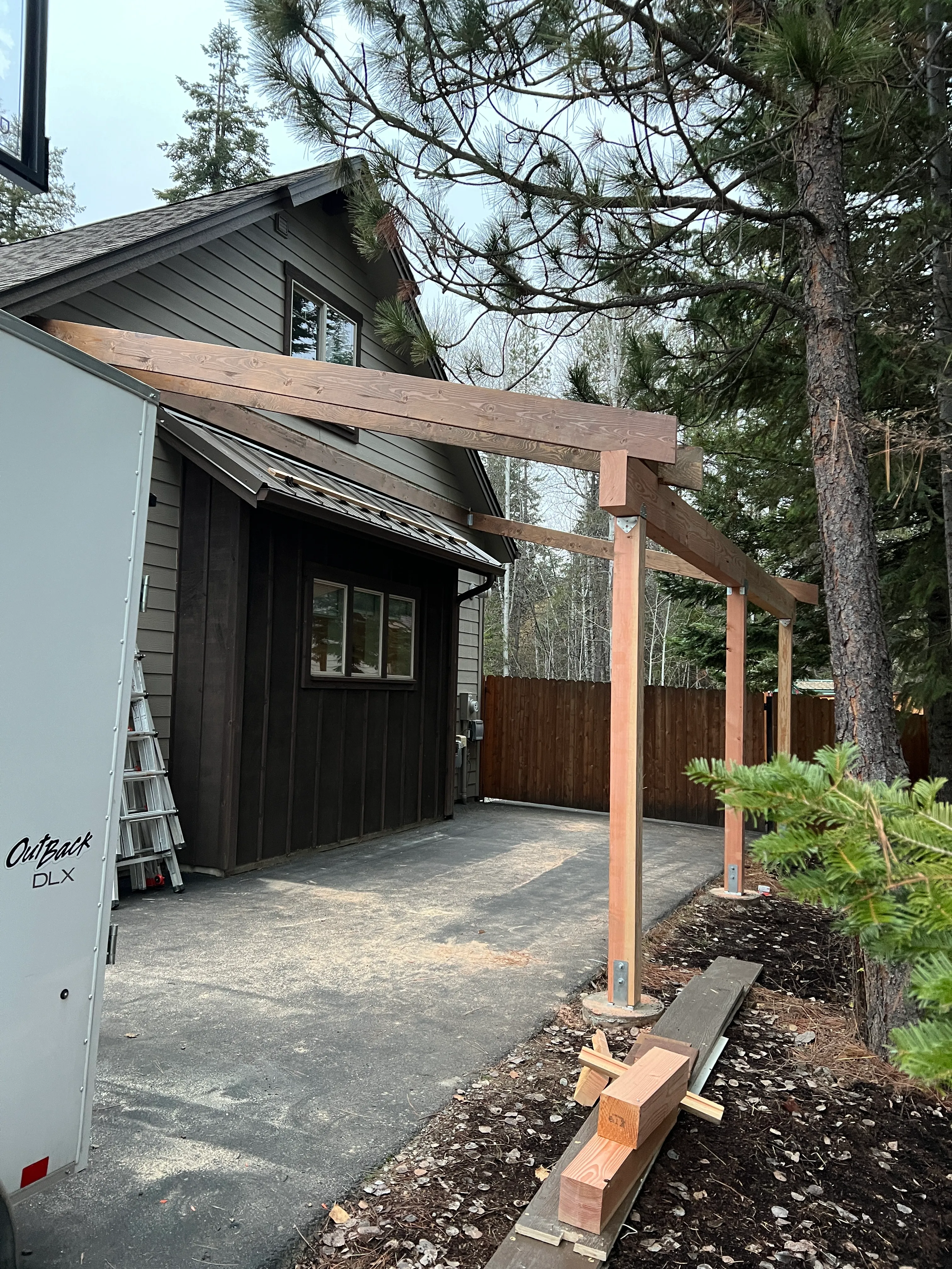 Lean-to post structure going up
