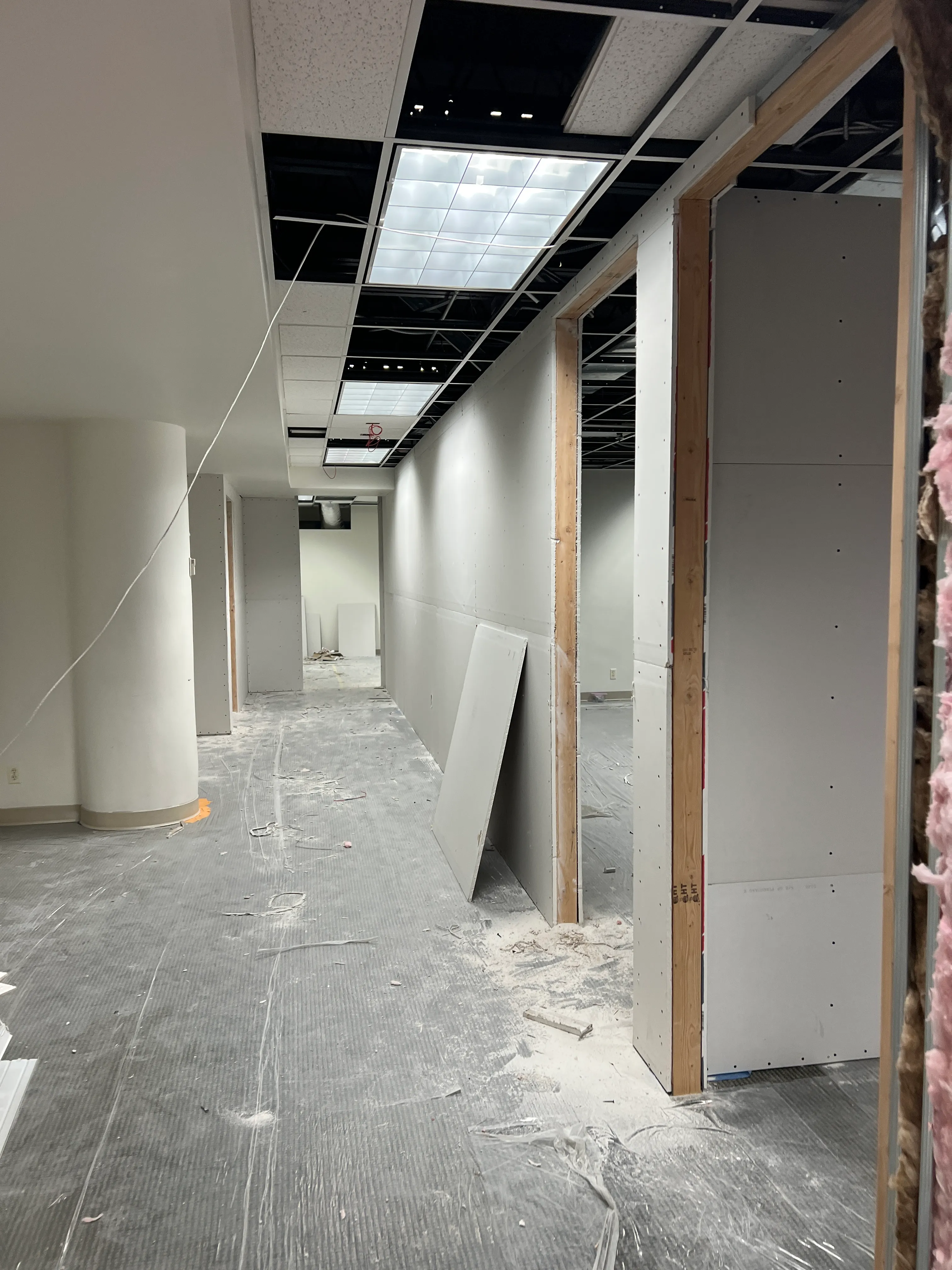 Drywall hung on new classroom walls