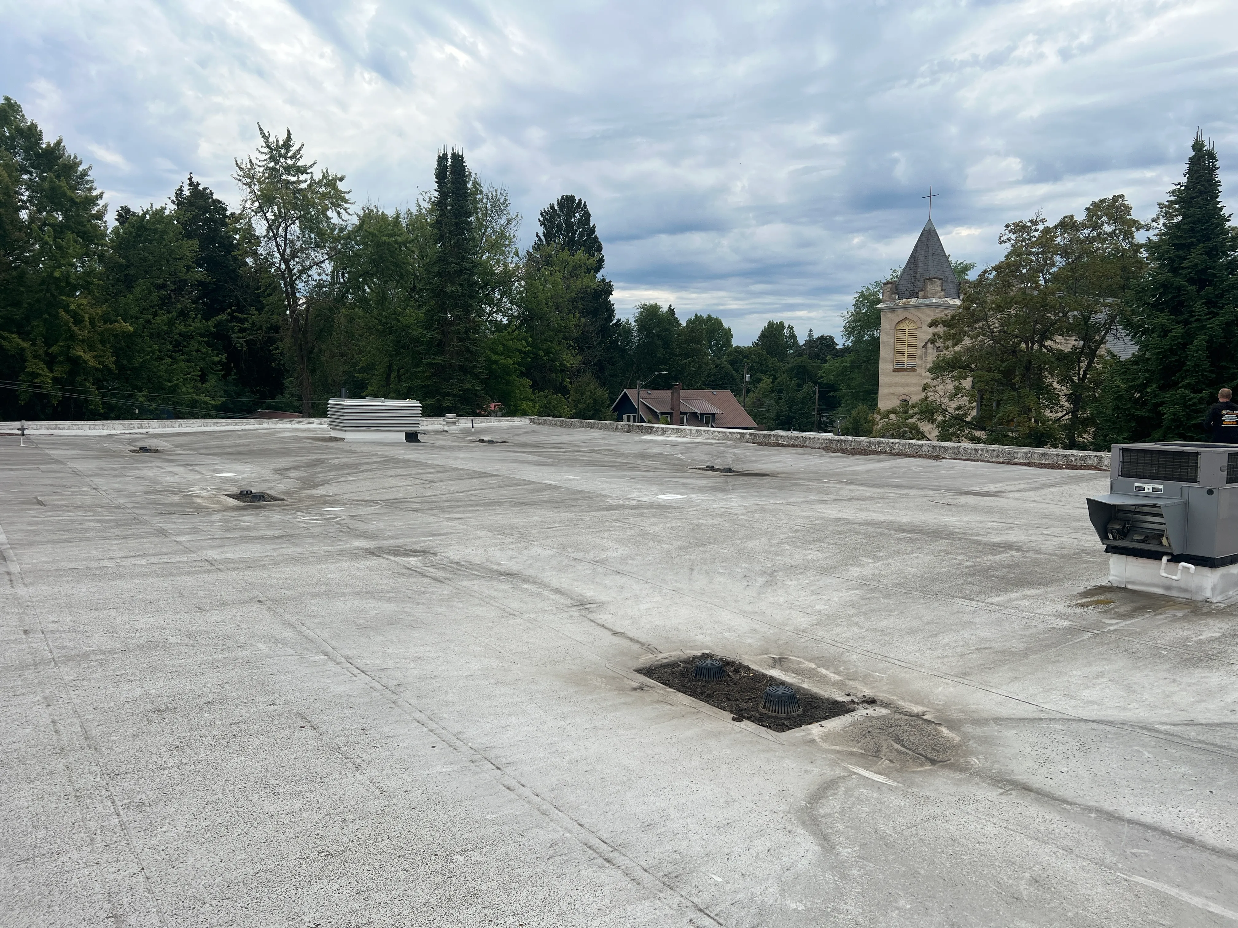 Aging flat roof before replacement